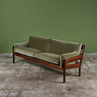 Rosewood and Mohair Velvet Sofa