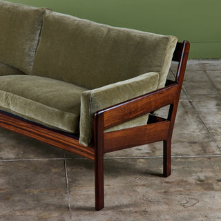 Rosewood and Mohair Velvet Sofa