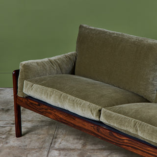 Rosewood and Mohair Velvet Sofa