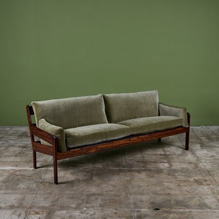 Rosewood and Mohair Velvet Sofa
