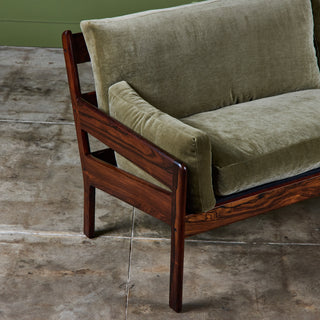 Rosewood and Mohair Velvet Sofa