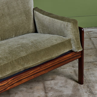 Rosewood and Mohair Velvet Sofa