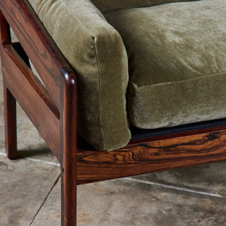 Rosewood and Mohair Velvet Sofa