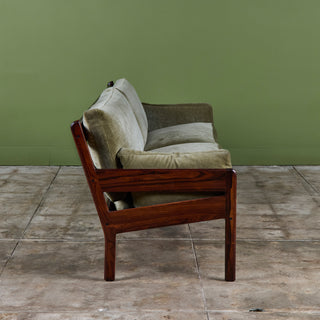 Rosewood and Mohair Velvet Sofa