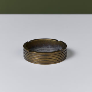 Round Ribbed Brass Ashtray