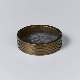 Round Ribbed Brass Ashtray