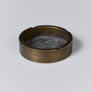 Round Ribbed Brass Ashtray