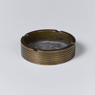 Round Ribbed Brass Ashtray