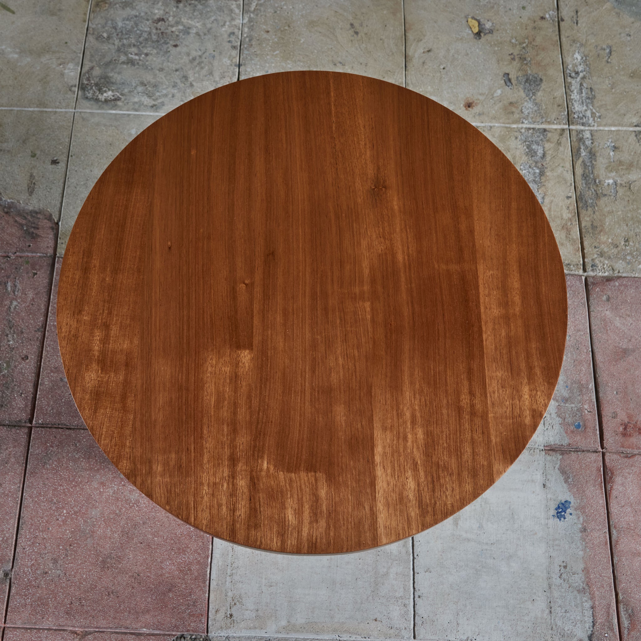 Round Mahogany Side Table with Oversized Curvy Legs
