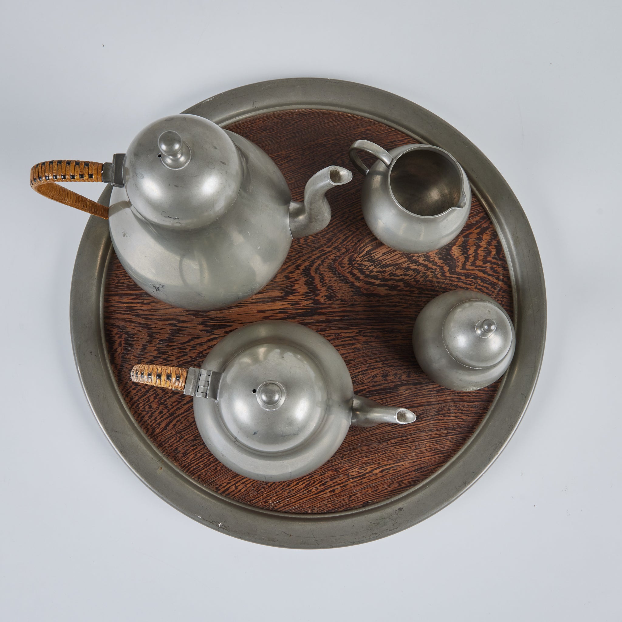 Meeuws & Zoon Den Haag Pewter Five Piece Coffee and Tea Service Set