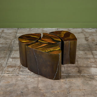 Freeform Brass Clad Side Table - III