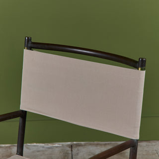 Set of Four Early Walter Lamb Bronze & Canvas Dining Chairs