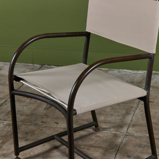 Set of Four Early Walter Lamb Bronze & Canvas Dining Chairs