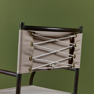 Set of Four Early Walter Lamb Bronze & Canvas Dining Chairs