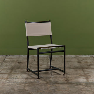 Set of Four Early Walter Lamb Bronze & Canvas Dining Chairs