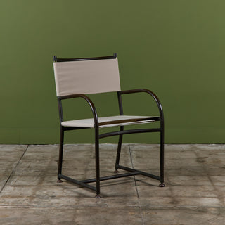 Set of Four Early Walter Lamb Bronze & Canvas Dining Chairs