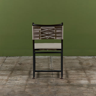 Set of Four Early Walter Lamb Bronze & Canvas Dining Chairs