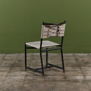 Set of Four Early Walter Lamb Bronze & Canvas Dining Chairs