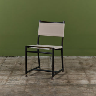 Set of Four Early Walter Lamb Bronze & Canvas Dining Chairs