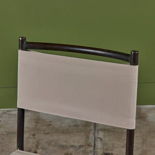 Set of Four Early Walter Lamb Bronze & Canvas Dining Chairs