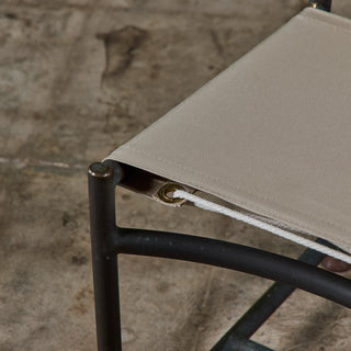 Set of Four Early Walter Lamb Bronze & Canvas Dining Chairs