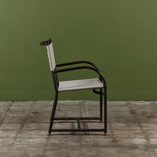 Set of Four Early Walter Lamb Bronze & Canvas Dining Chairs