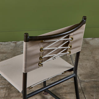 Set of Four Early Walter Lamb Bronze & Canvas Dining Chairs