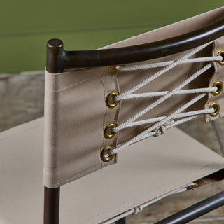 Set of Four Early Walter Lamb Bronze & Canvas Dining Chairs