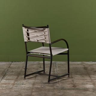 Set of Four Early Walter Lamb Bronze & Canvas Dining Chairs