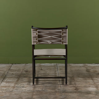 Set of Four Early Walter Lamb Bronze & Canvas Dining Chairs