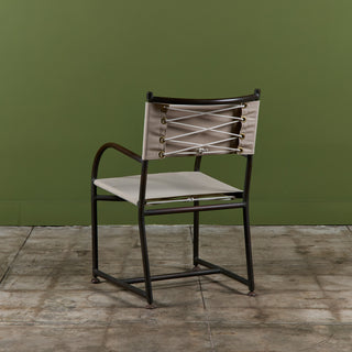 Set of Four Early Walter Lamb Bronze & Canvas Dining Chairs