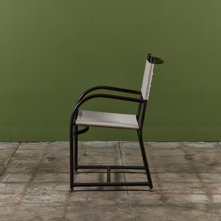 Set of Four Early Walter Lamb Bronze & Canvas Dining Chairs