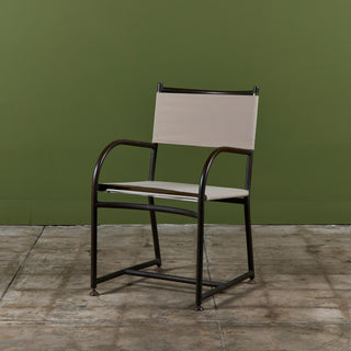 Set of Four Early Walter Lamb Bronze & Canvas Dining Chairs