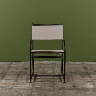 Set of Four Early Walter Lamb Bronze & Canvas Dining Chairs