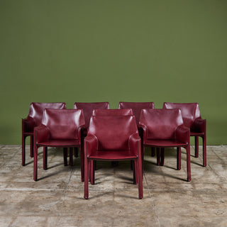 Set of Eight Mario Bellini Cab Armchairs for Cassina