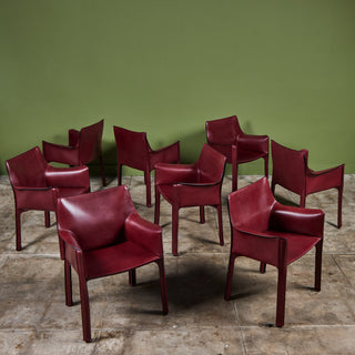 Set of Eight Mario Bellini Cab Armchairs for Cassina
