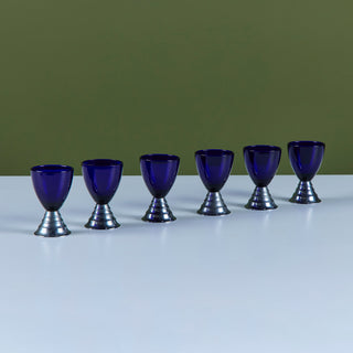 Set of Six "Blue Moon" Cordial Glasses by Chase USA