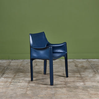 Set of Six Mario Bellini Navy Cab Armchairs for Cassina