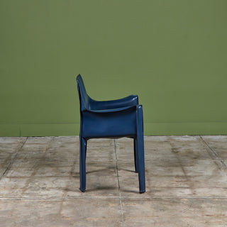 Set of Six Mario Bellini Navy Cab Armchairs for Cassina