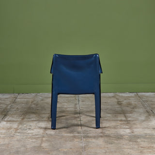 Set of Six Mario Bellini Navy Cab Armchairs for Cassina