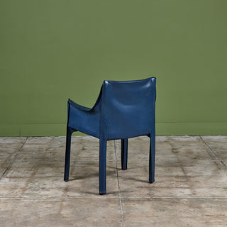 Set of Six Mario Bellini Navy Cab Armchairs for Cassina