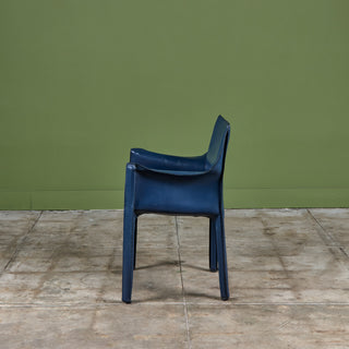 Set of Six Mario Bellini Navy Cab Armchairs for Cassina