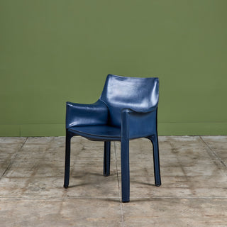 Set of Six Mario Bellini Navy Cab Armchairs for Cassina