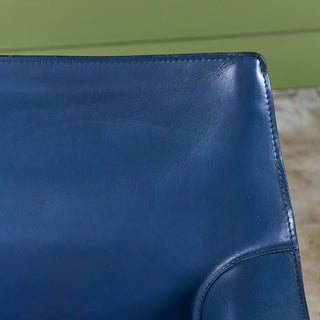Set of Six Mario Bellini Navy Cab Armchairs for Cassina