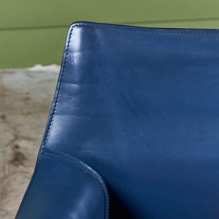 Set of Six Mario Bellini Navy Cab Armchairs for Cassina