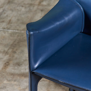 Set of Six Mario Bellini Navy Cab Armchairs for Cassina