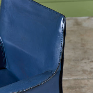 Set of Six Mario Bellini Navy Cab Armchairs for Cassina