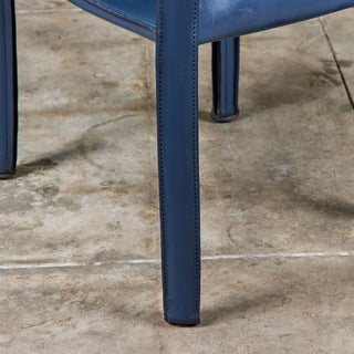 Set of Six Mario Bellini Navy Cab Armchairs for Cassina