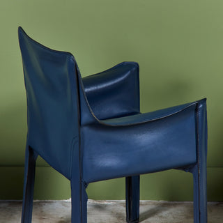 Set of Six Mario Bellini Navy Cab Armchairs for Cassina