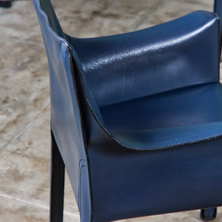 Set of Six Mario Bellini Navy Cab Armchairs for Cassina